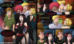 Fred and Shaggy party with the Hex Girls