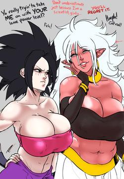 Caulifla and Android 21 Compare Power Levels